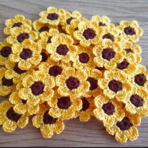 Set of 8 Handmade  Small Sunflowers Applique Embellishment Decorating